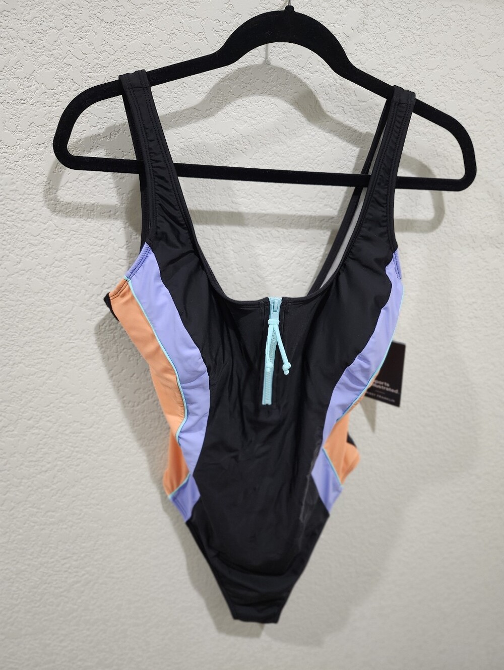 NWT Sports Illustrated Womens Size L One Piece Multi Color Block Swim Suit